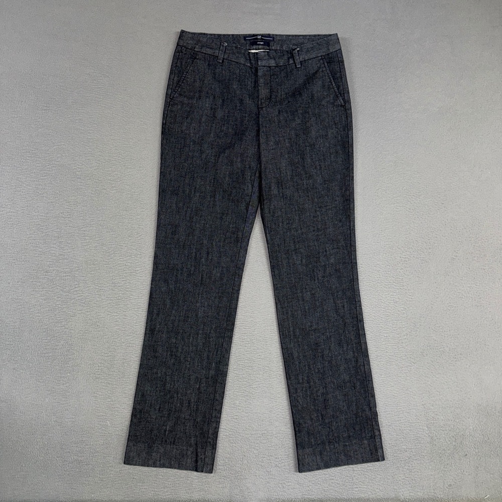 Gap Pants Womens 2 Gray Heathered Straight Trousers Dark Wash Stretch Chino